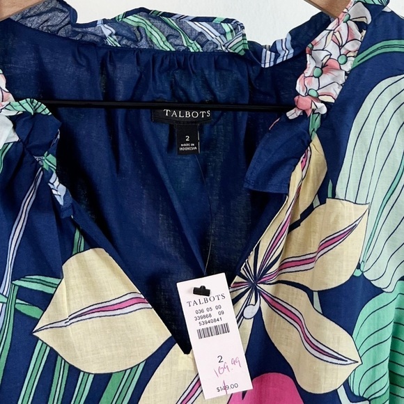 NWT Talbots Cotton Voile Hibiscus Sleeveless Ruffle Maxi Dress - Picture 7 of 9